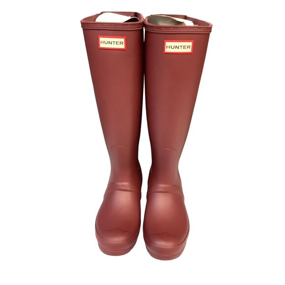 HUNTER Women's 6 Red Original Back Adjustable Matte Rain Boots Pull On LM1-49 - Picture 1 of 7